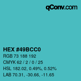 Color code: HEX #49BCC0 | qconv.com