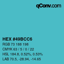 颜色代码: HEX #49BCC6 | qconv.com