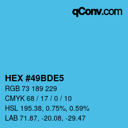 Color code: HEX #49BDE5 | qconv.com