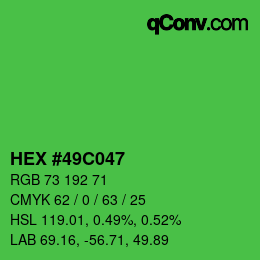 カラーコード: HEX #49C047 | qconv.com