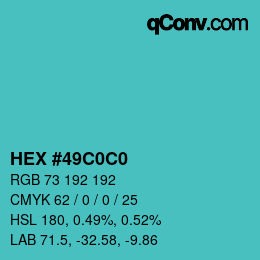 Color code: HEX #49C0C0 | qconv.com