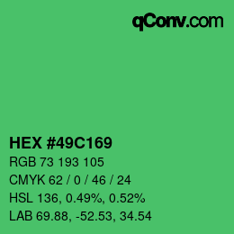 Farbcode: HEX #49C169 | qconv.com