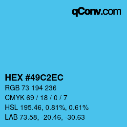カラーコード: HEX #49C2EC | qconv.com