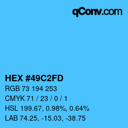 カラーコード: HEX #49C2FD | qconv.com