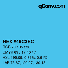 Color code: HEX #49C3EC | qconv.com