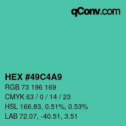 カラーコード: HEX #49C4A9 | qconv.com