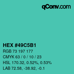 Color code: HEX #49C5B1 | qconv.com