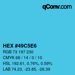 カラーコード: HEX #49C5E6 | qconv.com