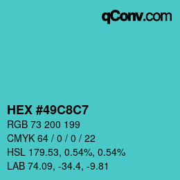 カラーコード: HEX #49C8C7 | qconv.com