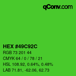 Color code: HEX #49C92C | qconv.com