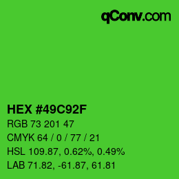 Color code: HEX #49C92F | qconv.com