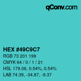 Color code: HEX #49C9C7 | qconv.com