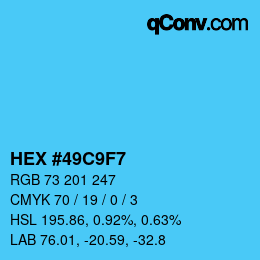 Farbcode: HEX #49C9F7 | qconv.com