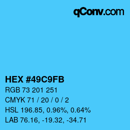 Color code: HEX #49C9FB | qconv.com