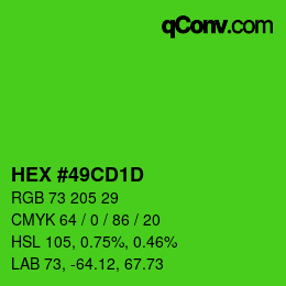 Color code: HEX #49CD1D | qconv.com