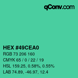 カラーコード: HEX #49CEA0 | qconv.com
