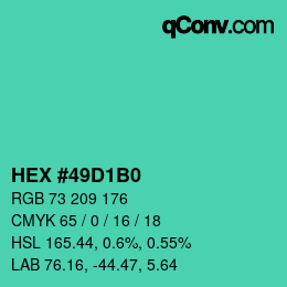 Color code: HEX #49D1B0 | qconv.com