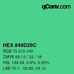 Color code: HEX #49D28C | qconv.com