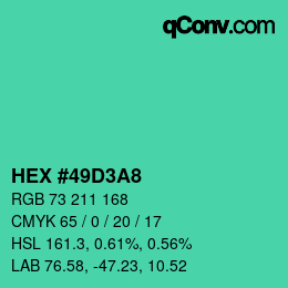 Color code: HEX #49D3A8 | qconv.com