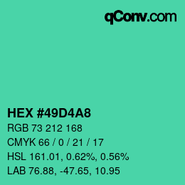 Color code: HEX #49D4A8 | qconv.com