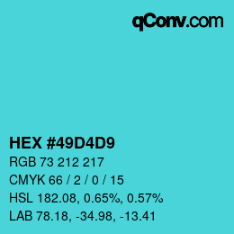 颜色代码: HEX #49D4D9 | qconv.com