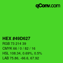 Code couleur: HEX #49D627 | qconv.com
