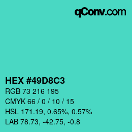 カラーコード: HEX #49D8C3 | qconv.com