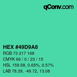 カラーコード: HEX #49D9A8 | qconv.com