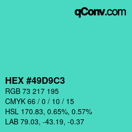 Color code: HEX #49D9C3 | qconv.com