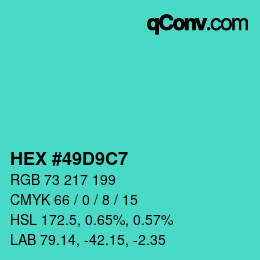 Color code: HEX #49D9C7 | qconv.com
