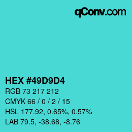 Color code: HEX #49D9D4 | qconv.com