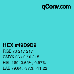 Color code: HEX #49D9D9 | qconv.com