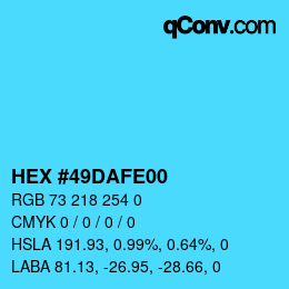 Farbcode: HEX #49DAFE00 | qconv.com