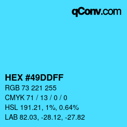 Color code: HEX #49DDFF | qconv.com