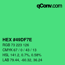Color code: HEX #49DF7E | qconv.com