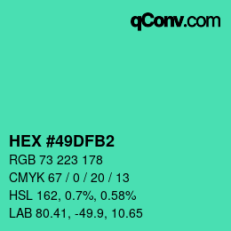 Color code: HEX #49DFB2 | qconv.com