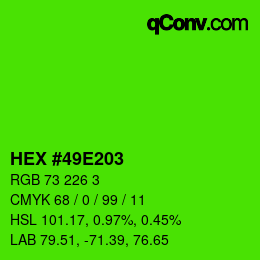 カラーコード: HEX #49E203 | qconv.com