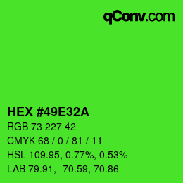 カラーコード: HEX #49E32A | qconv.com