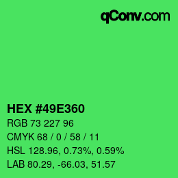 カラーコード: HEX #49E360 | qconv.com