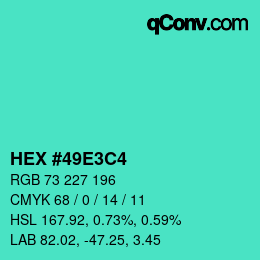 Color code: HEX #49E3C4 | qconv.com