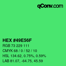 カラーコード: HEX #49E56F | qconv.com