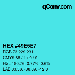 颜色代码: HEX #49E5E7 | qconv.com