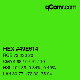 Código de color: HEX #49E614 | qconv.com