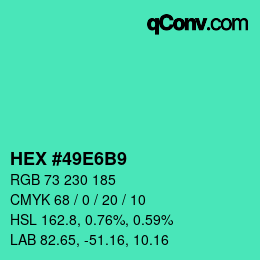 Color code: HEX #49E6B9 | qconv.com