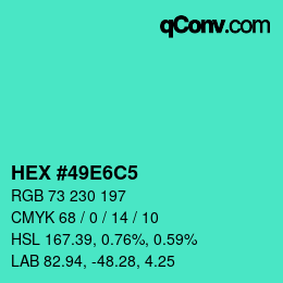 颜色代码: HEX #49E6C5 | qconv.com