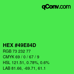 Color code: HEX #49E84D | qconv.com