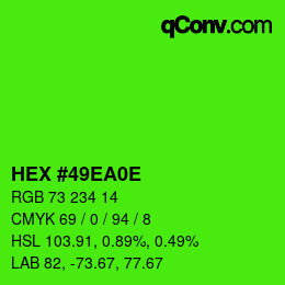 Color code: HEX #49EA0E | qconv.com