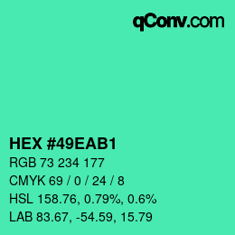 Color code: HEX #49EAB1 | qconv.com