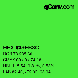 Color code: HEX #49EB3C | qconv.com