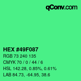 Color code: HEX #49F087 | qconv.com